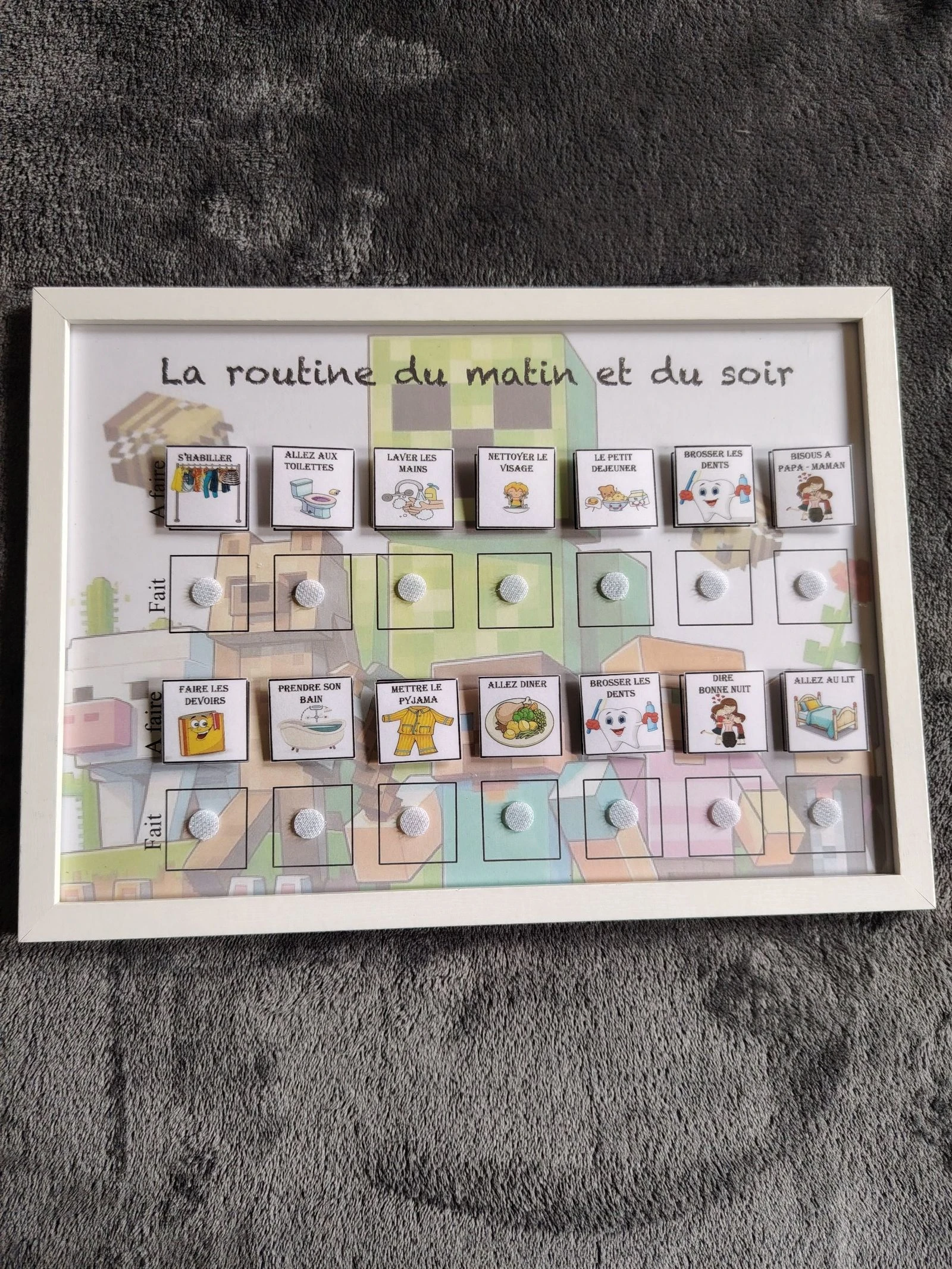 Cadre Minecraft ma routine du matin et du soir 